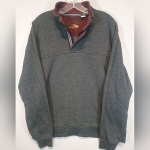 Orvis Men’s Large Gray Quarter Zip Pullover Fly Fishing Logo Sweatshirt